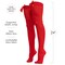 Bow Accent Thigh Highs - Red Over The Knee High Stockings with Red Satin Ribbon Bow Accent for Women and Girls